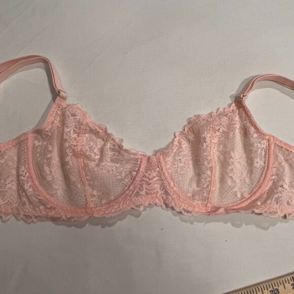 Natori Lace Underwire Bra Sheer Floral Soft Pink Unlined Feminine Style 34C - Picture 8 of 8